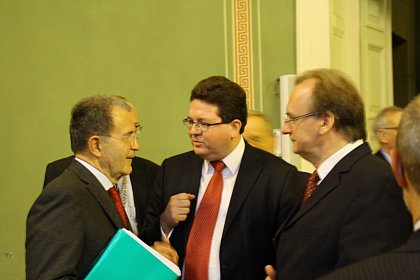 Prof. Prodi, Prof. Tietje, Dr. Haseloff bei der Ankunft.