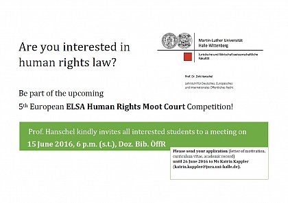 Join our information session and find out why and how to be a part of the next ELSA Human Rights Moot Court Team!