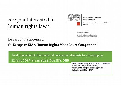 Join our information session and find out why and how to be a part of the next ELSA Human Rights Moot Court Team!