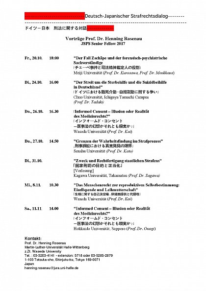 Vorträge Prof. Rosenau Japan 2017