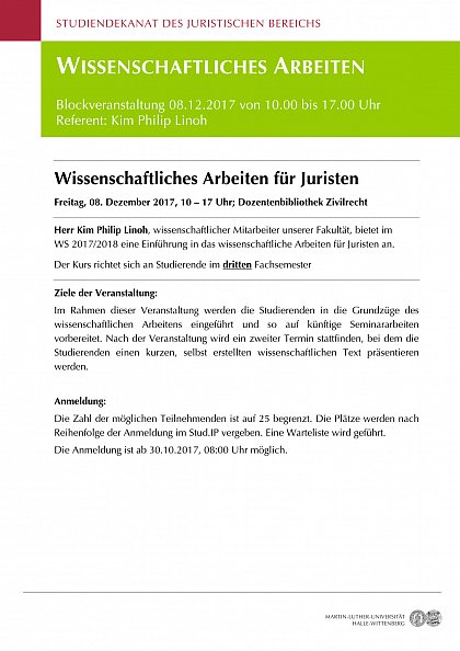 Einführung in das wissenschaftliche Arbeiten für Juristen