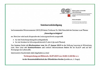 Seminarankündigung