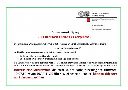 Seminar-Ankündigung Hanschel