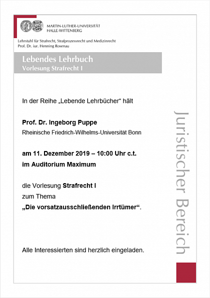 Veranstaltung "Lebendes Lehrbuch" von Prof. Dr. Puppe