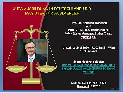 Veranstaltungsplakat zum Zoom-Chat mit Prof. Hakeri und Prof. Rosenau.