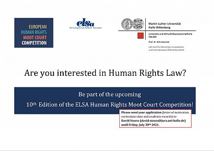 Be part of the upcoming
10th Edition of the ELSA Human Rights Moot Court Competition!