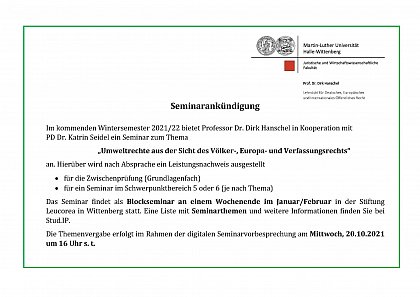 Seminarankündigung
