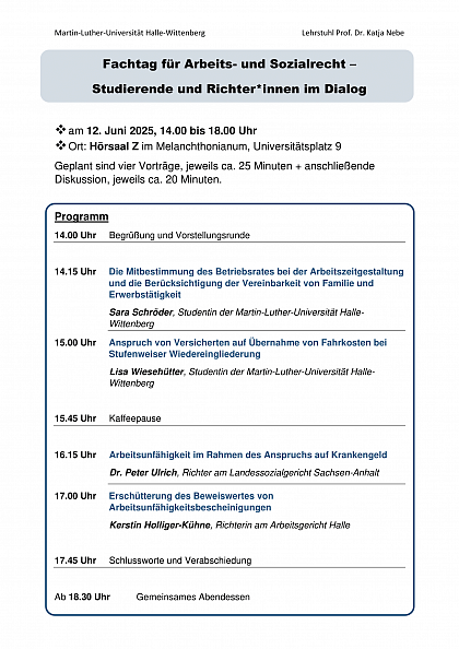 Flyer Fachtag ArbR und SozR 2025